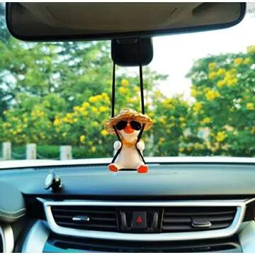 Qiwen Swinging Duck Car Ornament for Fun Decor