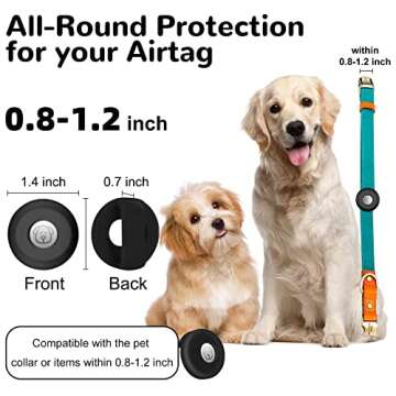 Airtag Holder for Dog Collar, CAISATEQ Silicone Protective Case Holder for 0.8-1.2inch Pet Dog Cat T...