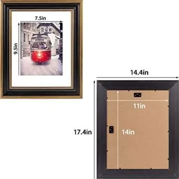 Space Art Deco, 11x14 Ornate Picture Frame with Mat for 8x10 Photo or Display 11x14 Prints Without Mat, Shatter Resistant Glass Wall Mounting (Color Ornate Gold/Black)