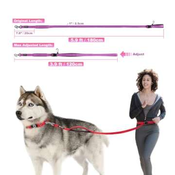 TSPRO Hands Free Dog Leash Adjustable Walking Running Dog Leash with Control Safety Padded Handle and Heavy Duty Clasp for Medium Large Dogs (Green)