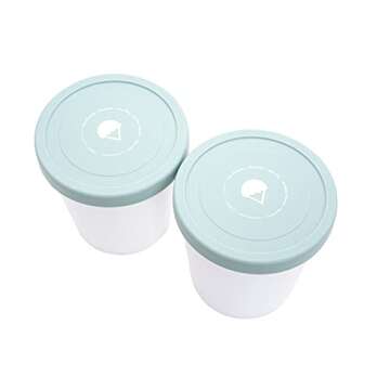 Kanudle Ice Cream Containers (2 Pack - 1 Quart Each) Perfect Freezer Storage Container Tubs with Sil...