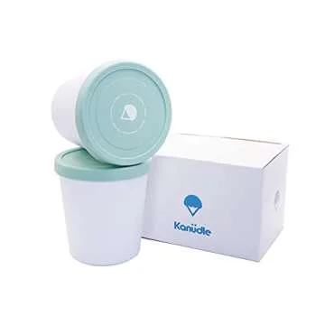 Kanudle Ice Cream Containers (2 Pack - 1 Quart Each) Perfect Freezer Storage Container Tubs with Silicone Lids for Ice Cream, Sorbet and Gelato | BPA Free and Dishwasher Safe