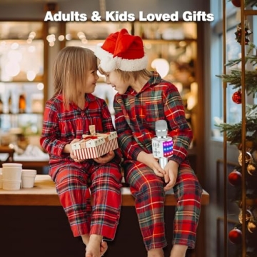 BONAOK Bluetooth Karaoke Microphone with LED Lights 4-in-1