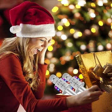 BONAOK Bluetooth Karaoke Microphone with LED Lights 4-in-1