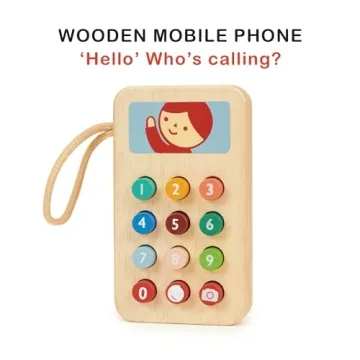 Mentari Toys Mobile Phone - Eco-Friendly Solid Wood Toy for Toddler Play