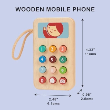 Mentari Toys Mobile Phone - Eco-Friendly Solid Wood Toy for Toddler Play
