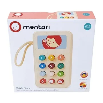 Mentari Toys Mobile Phone - Eco-Friendly Solid Wood Toy for Toddler Play