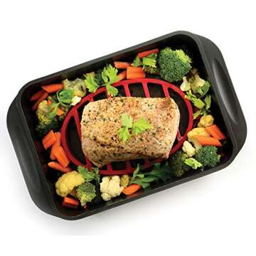 Norpro 405 Oval Silicone Roast Rack, Red 9x6