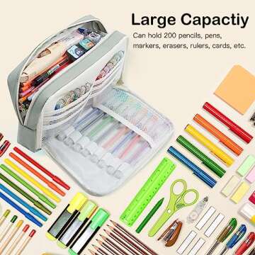 Mickiewicz Pencil Case, Durable Pencil Cases Pouch Box Organizer for School College, Stationary Pen Markers Cases for Teens Students (Green)