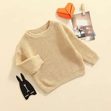 Autumn Winter Warm Outfits Baby Girl Cute Long Sleeve Knitted Sweater Pullover Top(Beige,18-24 Month...