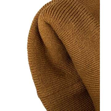 Levi's Unisex Adult All Season Comfy Leather Logo Patch Cuffed Hero Beanie Hat, Tan Solid