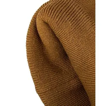 Levi's Unisex Adult All Season Comfy Leather Logo Patch Cuffed Hero Beanie Hat, Tan Solid