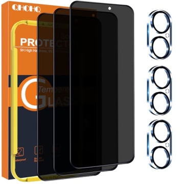 QHOHQ for iPhone 16 Plus Privacy Screen Protector + Camera Lens Protector, [Military Grade Shatterpr...