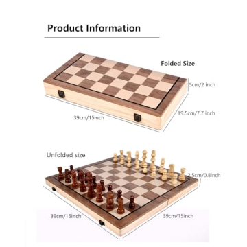 Buy 15" Wooden Chess Set | Magnetic Board for All Ages