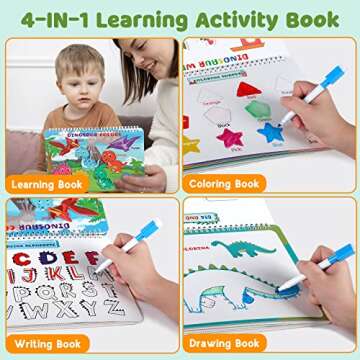 Montessori Busy Book for Toddlers,Dinosaur Themes Quiet Book for Kids,Preschool Learning Activities Sensory Travel Toy Autism Educational Games,Preschool Birthday Easter Gift for Boy Girl Ages 3-5