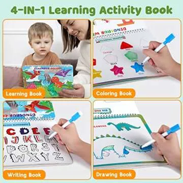 Montessori Busy Book for Toddlers,Dinosaur Themes Quiet Book for Kids,Preschool Learning Activities Sensory Travel Toy Autism Educational Games,Preschool Birthday Easter Gift for Boy Girl Ages 3-5