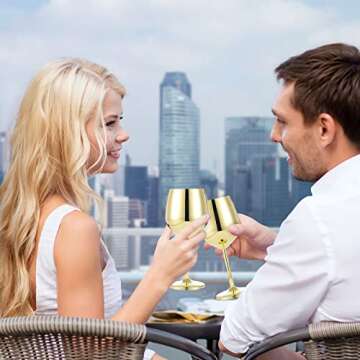 12 Pack Stem Stainless Steel Wine Glasses Gold 18 oz Unbreakable Stemware Portable Shatterproof Metal Goblet Glasses Wine Drinkware for Wedding Camping Champagne Cocktails Banquet Party