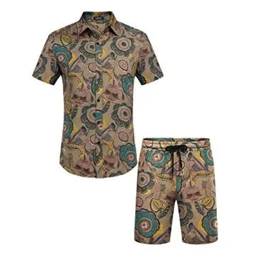 Stylish COOFANDY Men's Hawaiian Flower Set for Summer