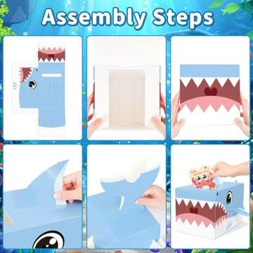 LIKAJON Valentines Cards and Mailbox for Kids with 48 Valentines Greeting Cards, 3D Valentine's Day Shark Card Box for School Classroom Boys Girls Classmates Gifts Exchange, Valentines Party Supplies