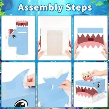 LIKAJON Valentines Cards and Mailbox for Kids with 48 Valentines Greeting Cards, 3D Valentine's Day Shark Card Box for School Classroom Boys Girls Classmates Gifts Exchange, Valentines Party Supplies