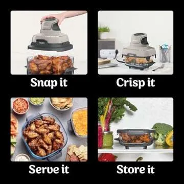 Ninja Crispi Air Fryer, Microwave, Freezer & Dishwasher Safe, Non Toxic Glass Portable Cooking System, 4 QT & 6 Cup Glass Containers with Storage Lids, Easy Meals, Air Fry, Bake, Stone, FN101ST