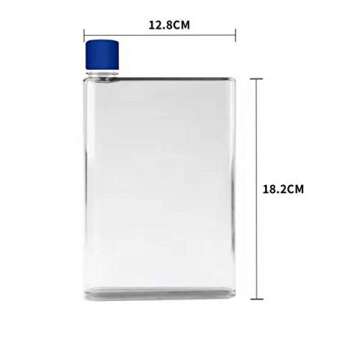 Flat Water Bottle, 420ml/14oz A5 Plastic Memorandum Paper Portable Water Bottle Reusable Slim BPA Fr...