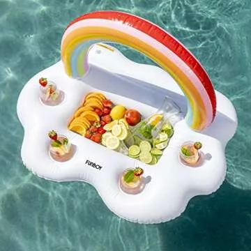 FUNBOY Giant Inflatable Rainbow Cloud Drink Holder, Luxury Floating Bar Accessory for Pool Parties and Entertainment, Floating Drink Holder