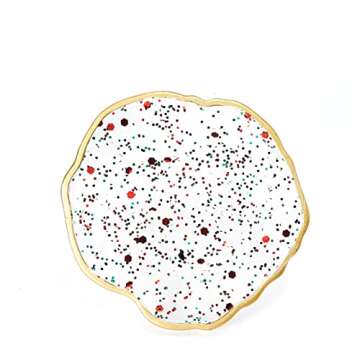 Sparkle Drink Coasters - Set of 4 - Gold Rim Christmas Holiday Winter Themed Coaster - Absorbent Decorative Home Decor Tabletop Durable Coffee Cup Coaster - for Table, Bar Desk Table