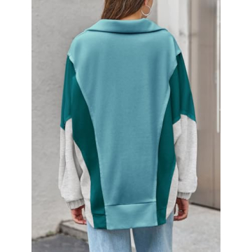 Fisoew Women's Oversized Color Block Sweatshirt for Casual Wear