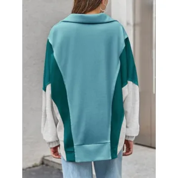 Fisoew Women's Oversized Color Block Sweatshirt for Casual Wear