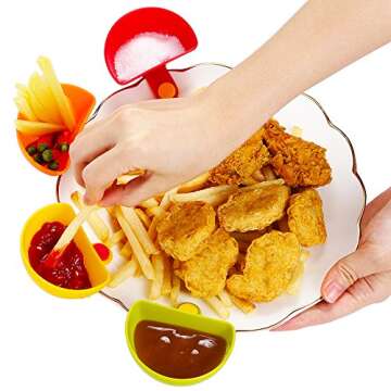 Dip Clip Bowl Holder(Set of 4), Luck Love Colorful Table Bowls Clip-on Dip Holders, For Tomato, Sauce, Salt, Vinegar, Sugar, Spices - Dip Bowl Party Ware