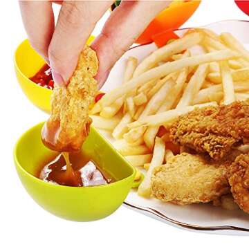 Dip Clip Bowl Holder(Set of 4), Luck Love Colorful Table Bowls Clip-on Dip Holders, For Tomato, Sauce, Salt, Vinegar, Sugar, Spices - Dip Bowl Party Ware