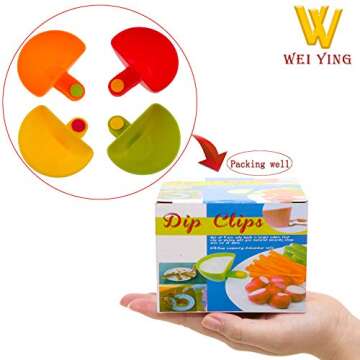 Dip Clip Bowl Holder(Set of 4), Luck Love Colorful Table Bowls Clip-on Dip Holders, For Tomato, Sauce, Salt, Vinegar, Sugar, Spices - Dip Bowl Party Ware