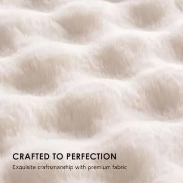 EVERGRACE Ultra Soft Luxury Fluffy Ridgeline Faux Rabbit Fur Throw Blanket, Thick Warm Bubble Throw for Bed, Cozy Plush Reversible Blankets for Couch, Chair, Sofa, Ivory White, 50x60 Inches, 870 GSM