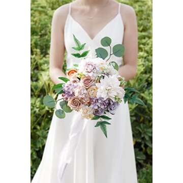 Udoula Lavender Artificial Flowers Combo Pack, Lilac Wedding Flowers Combo Arrangement for DIY Wedding Bouquets Combo Arrangements Party Bridal baby shower centerpieces
