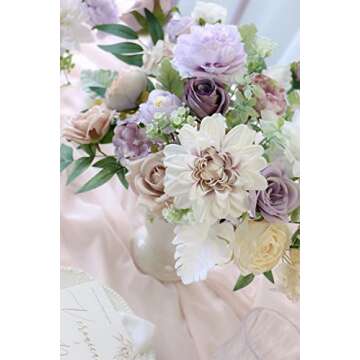 Udoula Lavender Artificial Flowers Combo Pack, Lilac Wedding Flowers Combo Arrangement for DIY Wedding Bouquets Combo Arrangements Party Bridal baby shower centerpieces