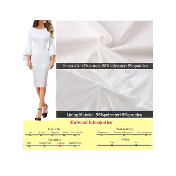 VFSHOW Womens Ruffle Bell Sleeves Cocktail Party Wedding Guest Bridal Slim Bodycon Graduation Birthday Party Pencil Sheath Dress (Off-White, Small) 11039 WHT S