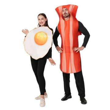 DSplay Fried Egg and Bacon Costume for Adult Couples 2 pcs Costumes