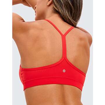 CRZ YOGA Butterluxe Womens Y Back Sports Bra - Padded Racerback Low Impact Spaghetti Thin Strap Workout Yoga Bra Dark Red - Orangish Medium