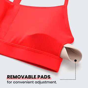 CRZ YOGA Butterluxe Womens Y Back Sports Bra - Padded Racerback Low Impact Spaghetti Thin Strap Workout Yoga Bra Dark Red - Orangish Medium