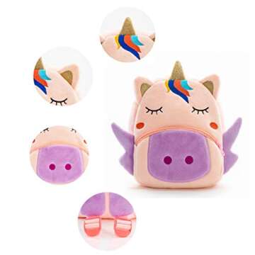 NICE CHOICE Cute Toddler Backpack Toddler Bag Plush Animal Cartoon Mini Travel Bag for Baby Girl Boy 2-6 Years(BB Unicorn)