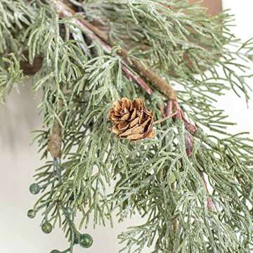Faux Juniper with Cones and Berries Christmas Holiday Garland by Factory Direct Craft - Artificial Juniper Garland for Indoor or Outdoor Use (56 Inches)
