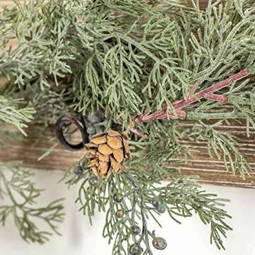 Faux Juniper with Cones and Berries Christmas Holiday Garland by Factory Direct Craft - Artificial Juniper Garland for Indoor or Outdoor Use (56 Inches)