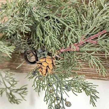 Realistic Faux Juniper Garland with Berries - 56 Inches