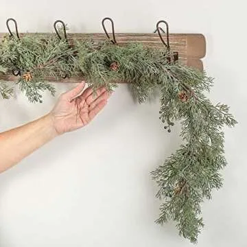 Realistic Faux Juniper Garland with Berries - 56 Inches