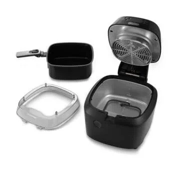 De'Longhi Rapid Crisp Air Fryer, 5-Quart, 1700-Watt XL Cooker, Fries, Crisps, Roasts, Bakes, 5 Preset Functions, Pizza Setting up to 20% Faster Cooking, Easy Clean Nonstick, 360° Viewing, FH2394,Black