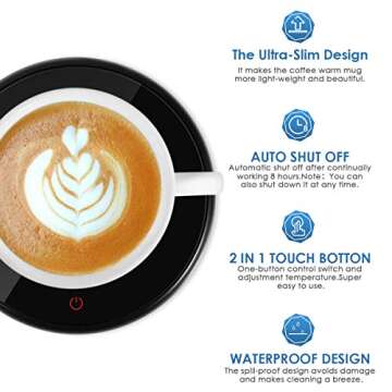 Coffee Mug Warmer, Electric Beverage Warmer with Two Temperature Control, Electric Beverage Cocoa Te...