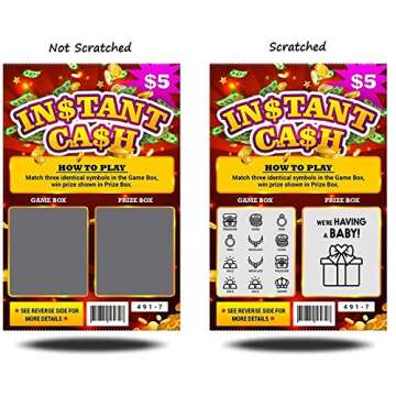 5 Pack - Pregnancy Announcement Lottery Scratch-Off Tickets | 4x6 Authentic Looking | Great for Baby...