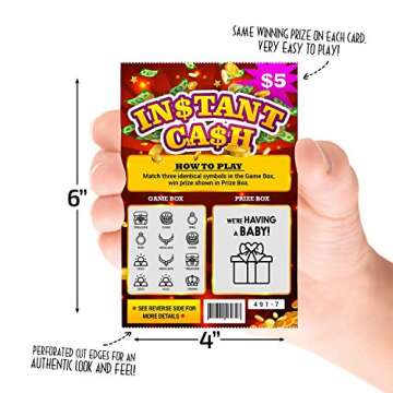 5 Pack - Pregnancy Announcement Lottery Scratch-Off Tickets | 4x6 Authentic Looking | Great for Baby Announcements | Perfect for Pregnancy Announcement for Grandparents, Future Dad, or Friends!