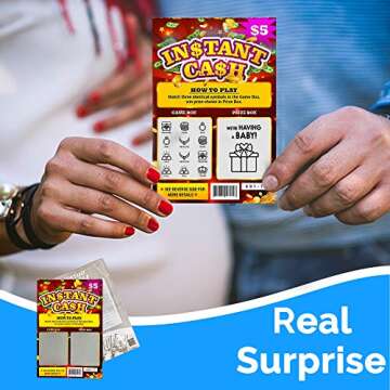 5 Pack - Pregnancy Announcement Lottery Scratch-Off Tickets | 4x6 Authentic Looking | Great for Baby Announcements | Perfect for Pregnancy Announcement for Grandparents, Future Dad, or Friends!